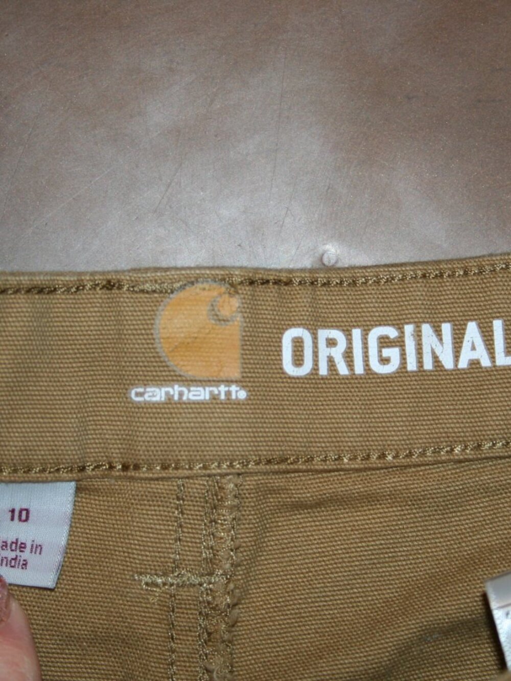 CARHARTT Original Fit 10 Tan Flex Canvas Cargo Shorts Waist: 32" Womens Stretch - Picture 2 of 7